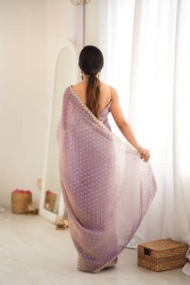 purple smart moss butti designer classy ceremonial saree 2