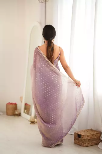 purple smart moss butti designer classy ceremonial saree