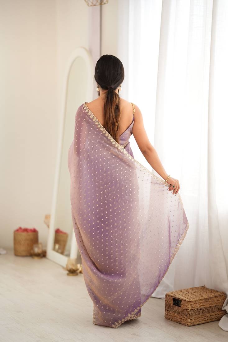 purple smart moss butti designer classy ceremonial saree