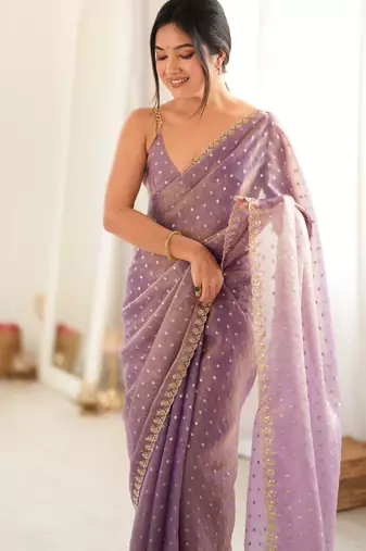 purple smart moss butti designer classy ceremonial saree