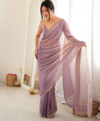 purple smart moss butti designer classy ceremonial saree 4