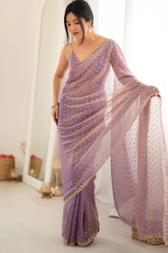 purple smart moss butti designer classy ceremonial saree