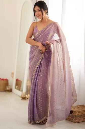 purple smart moss butti designer classy ceremonial saree