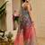 blue red cotton blend zari weaving floral digital print festive saree with unstitched blouse piece