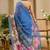 blue cotton blend zari weaving floral digital print festive saree with unstitched blouse piece