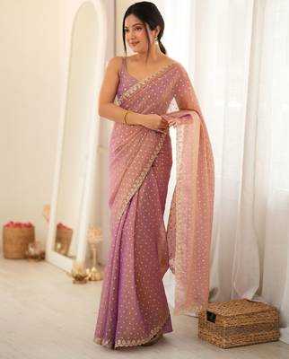 peach smart moss butti designer classy ceremonial saree 1