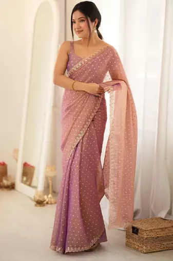peach smart moss butti designer classy ceremonial saree