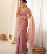 peach smart moss butti designer classy ceremonial saree