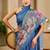 blue cotton blend zari weaving floral digital print festive saree with unstitched blouse piece