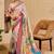 cream cotton blend zari weaving floral digital print festive saree with unstitched blouse piece