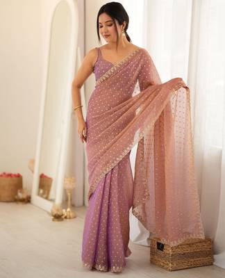 peach smart moss butti designer classy ceremonial saree 5