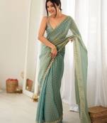 grey smart moss butti designer classy ceremonial saree