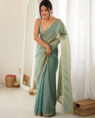 grey smart moss butti designer classy ceremonial saree 2