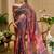 wine cotton blend zari weaving floral digital print festive saree with unstitched blouse piece