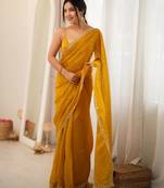 yellow smart moss butti designer classy ceremonial saree