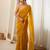 yellow smart moss butti designer classy ceremonial saree