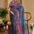 morpich pink cotton blend zari weaving floral digital print festive saree with unstitched blouse piece