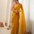 yellow smart moss butti designer classy ceremonial saree