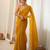 yellow smart moss butti designer classy ceremonial saree