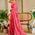 pink cotton blend zari weaving floral digital print festive saree with unstitched blouse piece
