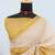 cream yellow cotton blend zari weaving floral digital print festive saree with unstitched blouse piece