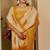 cream yellow cotton blend zari weaving floral digital print festive saree with unstitched blouse piece