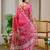 pink cotton blend zari weaving floral digital print festive saree with unstitched blouse piece