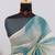 cream blue cotton blend zari weaving floral digital print festive saree with unstitched blouse piece