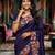 purple smart manipuri silk blend saree with multy thread embroidery work looks