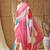 pink satin fabric stylish bandhani printed ready to wear saree