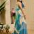cream blue cotton blend zari weaving floral digital print festive saree with unstitched blouse piece