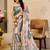 peach green cotton blend zari weaving floral digital print festive saree with unstitched blouse piece
