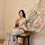 peach green cotton blend zari weaving floral digital print festive saree with unstitched blouse piece