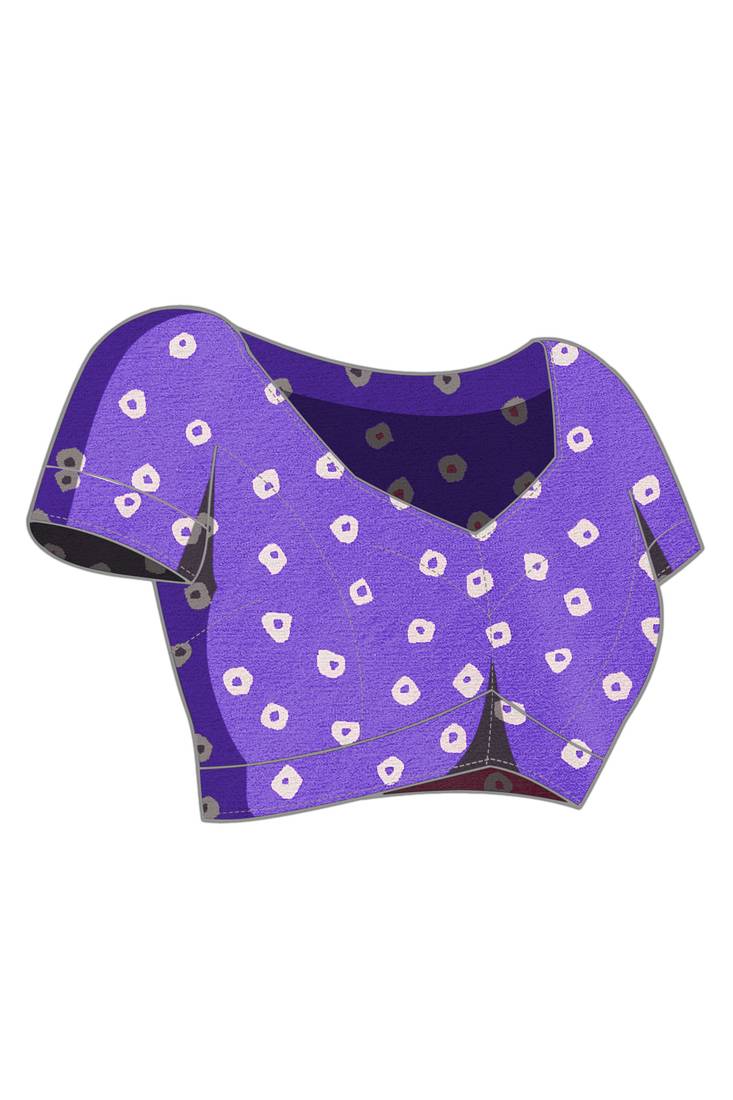 lavender satin fabric stylish bandhani printed ready to wear saree