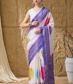 lavender satin fabric stylish bandhani printed ready to wear saree