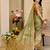 mehendi cotton blend zari weaving floral digital print festive saree with unstitched blouse piece