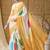 yellow satin fabric stylish bandhani printed ready to wear saree