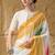 yellow satin fabric stylish bandhani printed ready to wear saree