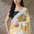 yellow satin fabric stylish printed ready to wear saree