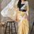 yellow satin fabric stylish printed ready to wear saree