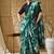 Green color silk blend fabric stylish printed  ready to wear saree