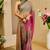 grey pink cotton blend zari weaving floral digital print festive saree with unstitched blouse piece
