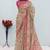 beige pink cotton blend zari weaving floral digital print festive saree with unstitched blouse piece
