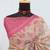 beige pink cotton blend zari weaving floral digital print festive saree with unstitched blouse piece