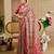 beige pink cotton blend zari weaving floral digital print festive saree with unstitched blouse piece
