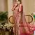 beige pink cotton blend zari weaving floral digital print festive saree with unstitched blouse piece