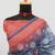 blue red cotton blend zari weaving floral digital print festive saree with unstitched blouse piece