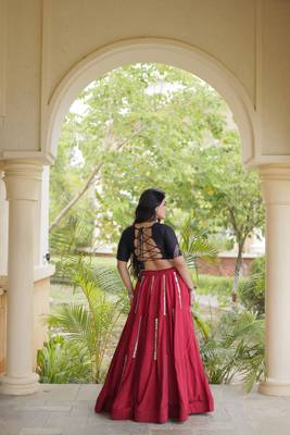 Maroon Rayon Readymade Navratri Lehenga Choli with Embroidery & Miroor Work 4
