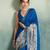 Blue color linen fabric graceful festive looks fancy saree