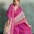 Pink color linen fabric graceful festive looks fancy saree